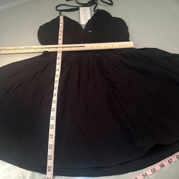 Sndys Cotton Halter Mini Tiered Sundress Womens Backless Summer Beach Black - Picture 11 of 13